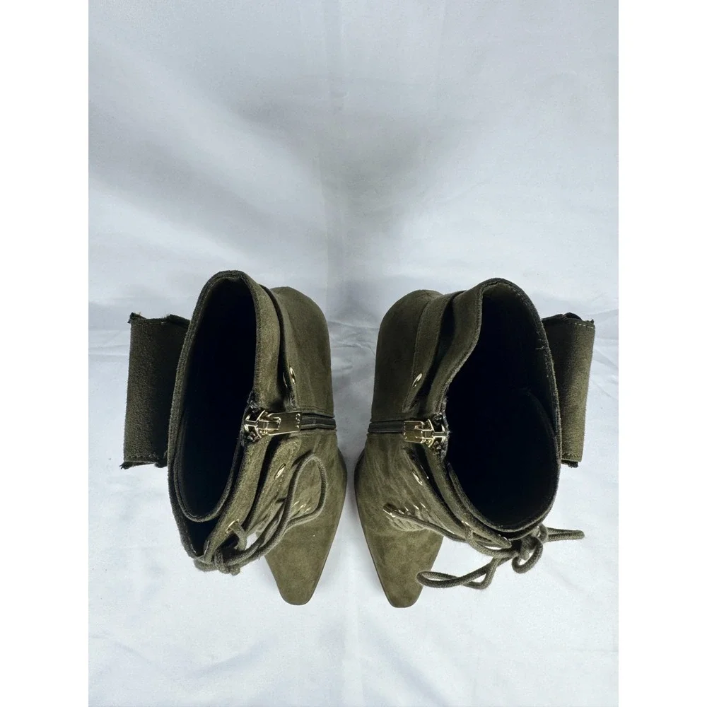 JLO Jennifer Lopez Jaylah Womens 7 M Bootie Olive Side Zip Stiletto Heel Boots